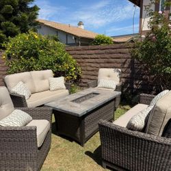 Agio Patio Furniture Set With Fire Pit 5 Piece Total