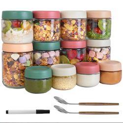 Agotglmi 12-Pack Glass Food Jars with Lids