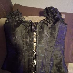 SHYMMUO Corset Tops for Women Gothic Puff Sleeve Tank Tops Floral Vintage Lace Up Bustier Renaissance Steampunk Waist Cincher