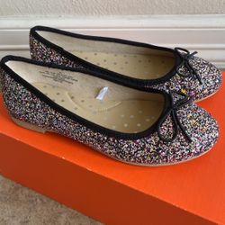 Little Girls Glittering Flat Shoes Size 13