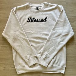 Custom Embroidery 3d Puff Blessed Inspirational Sweatshirt Crewneck