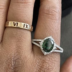 Solid Sterling Silver .925 Emerald Ring Size 9