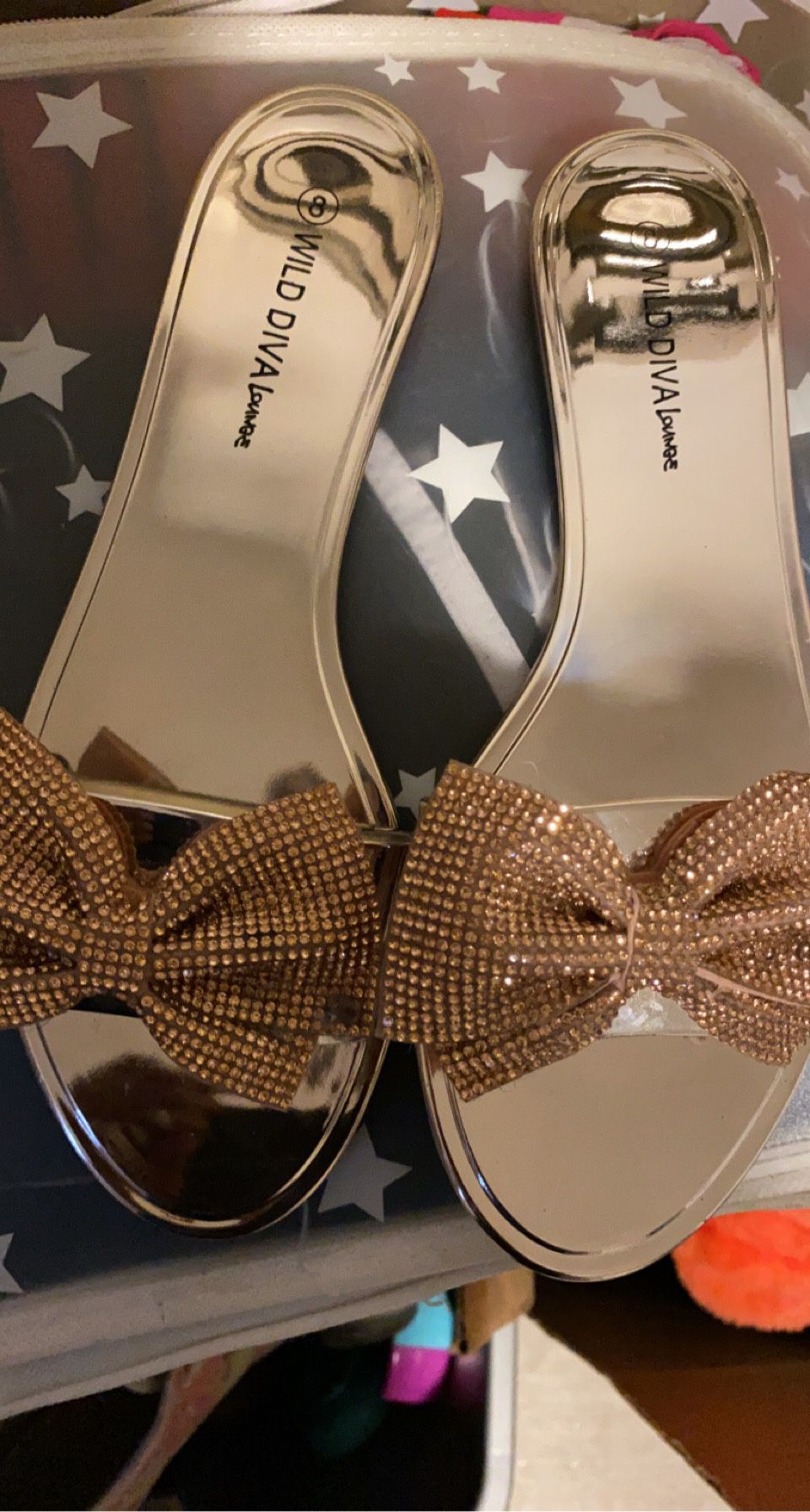 Gold Bow Sandals 