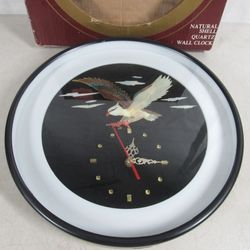 Helm Natural Shell Eagle Quartz Wall Clock 12" Diameter

