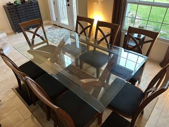 Glass Table + 8 Chairs