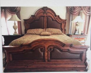 Wood and leather bed frame for sale