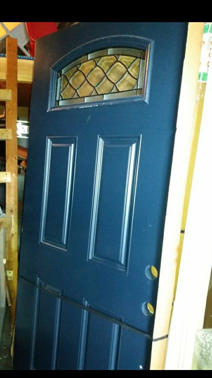 Blue fiberglass door