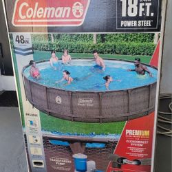 Coleman Power Steel 18ft x 48in Round Metal Frame Above Ground Pool Set. 