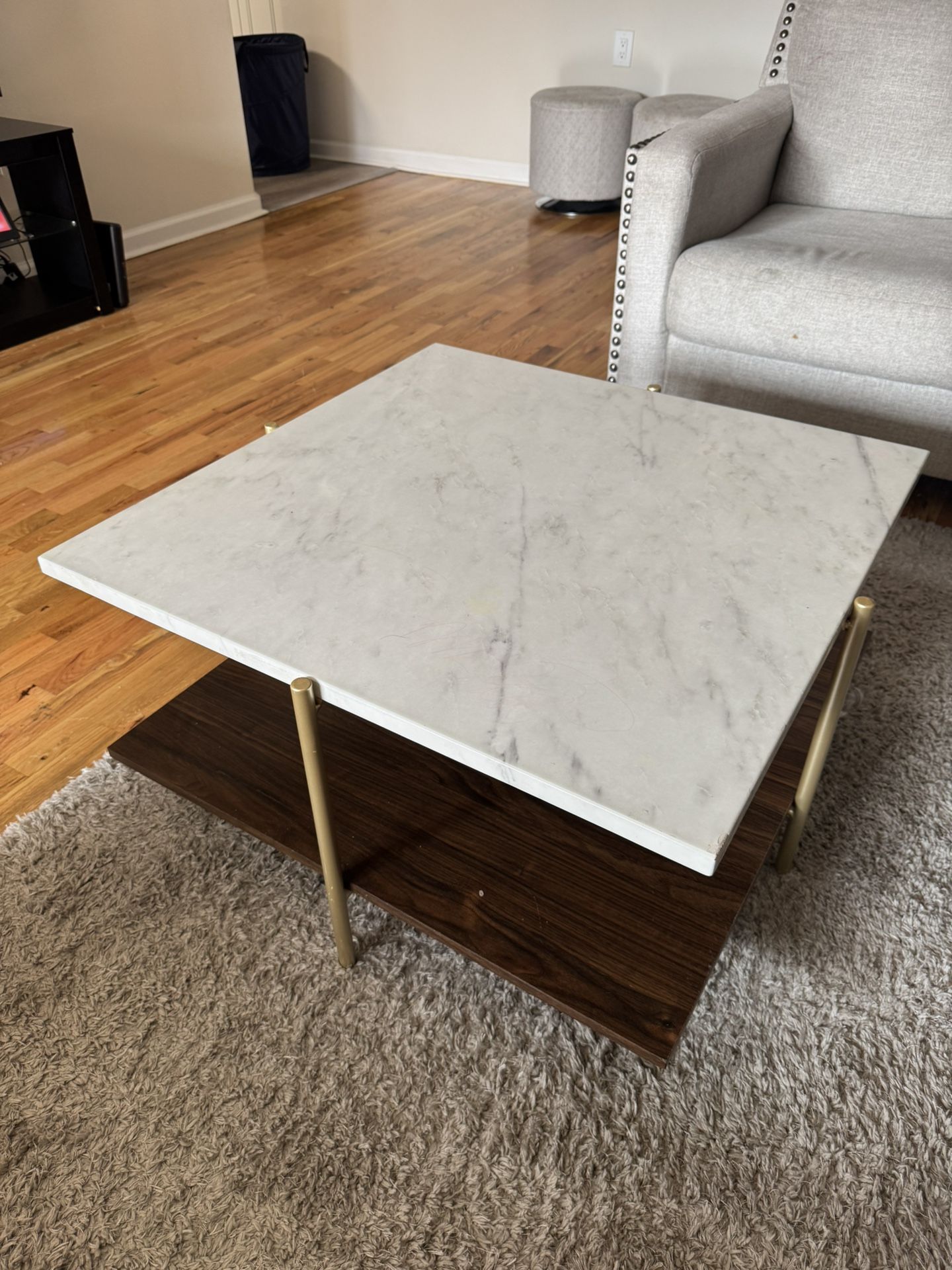 Marble Top Coffee Table 30" W * 30" L * 17" H
