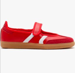 Mary Jane Sneakers, Slip on Ballet Flats Walking Retro Sneakers, Red 9.5