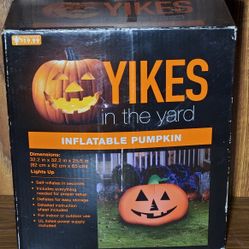 Inflatable Pumpkin Yikes in the yard 32.2 in x 32.2 in x 25.5 in new.