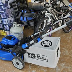 KOBALT SELF-PROPELLED LAWN MOWER........2 X 24 48 VOLT..... BATTERIES AND CHARGER INCLUDED...ALMOST NEW....$ 250