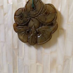 Vintage Hand Carved brown jade or style pendant