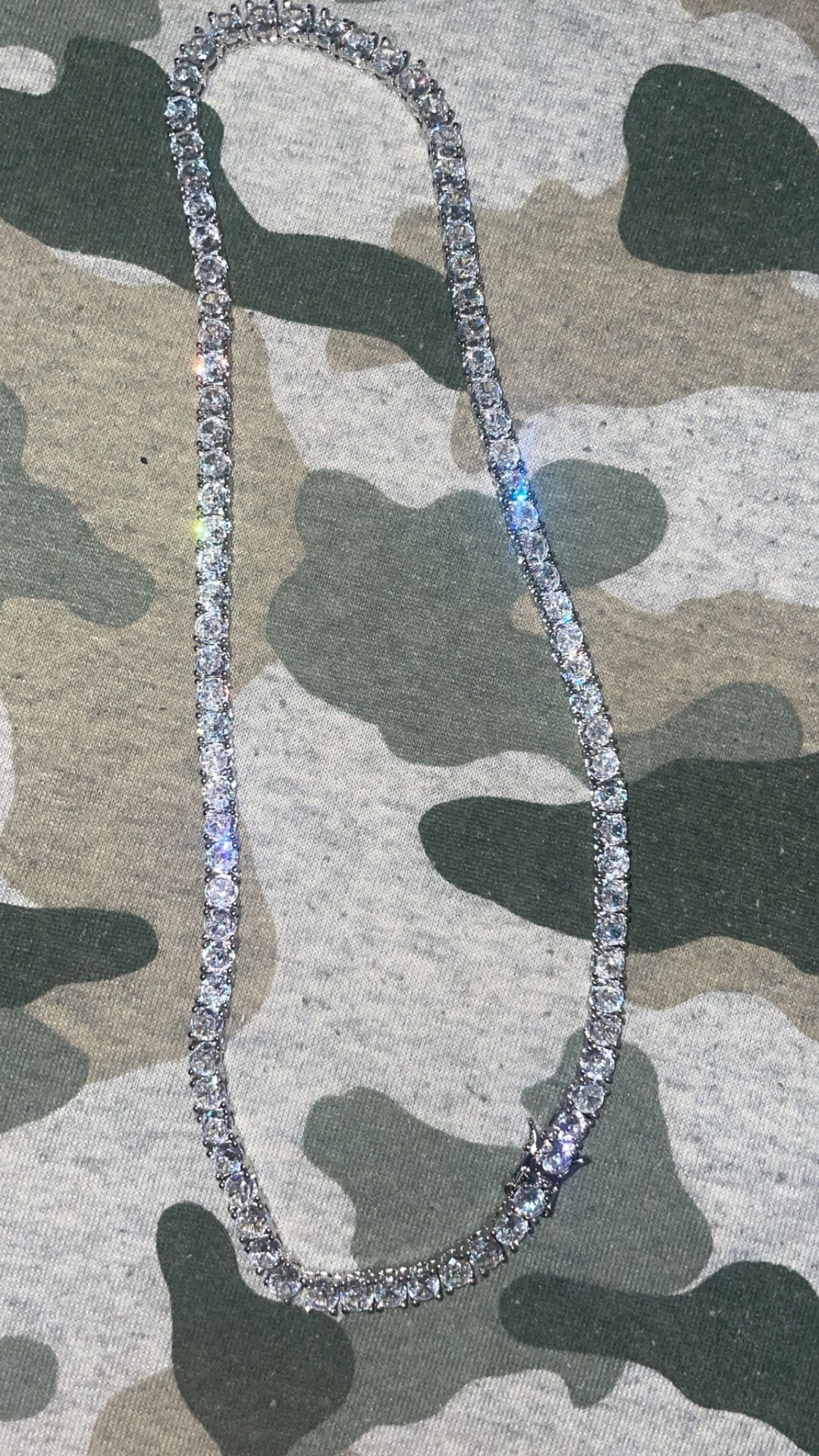 Moissanite sliver tennis chain and mens luxury gold watch