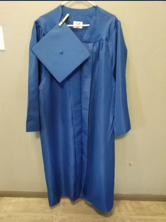 Blue Graduation Gown & Cap