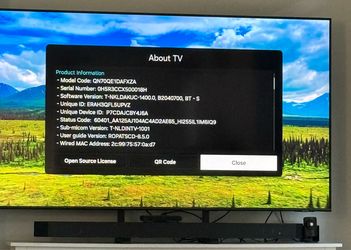 Samsung QLED - 70 inch, purchased 1.5 years ago