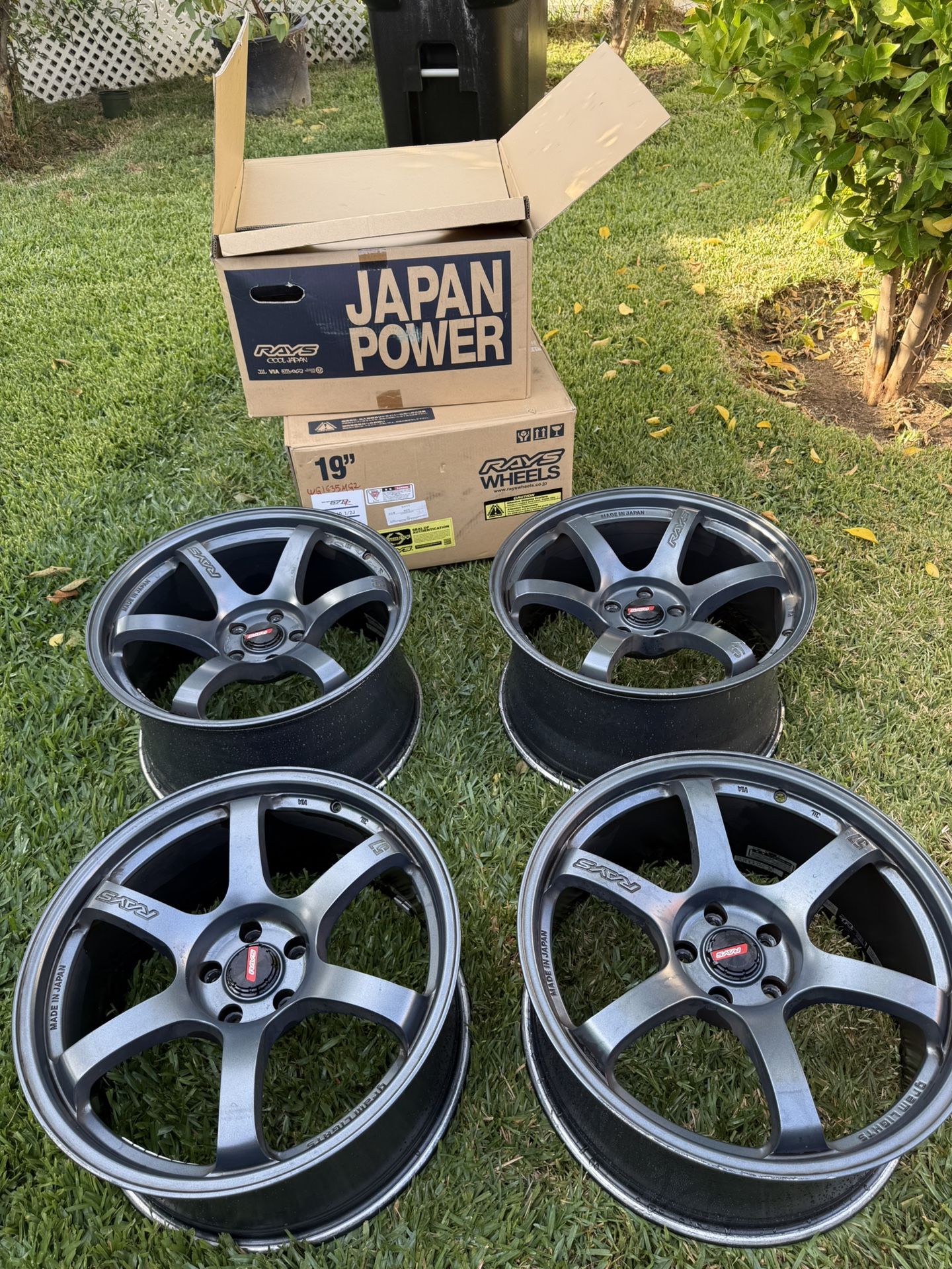 GRAM LIGHTS 57DR BLUE GUNMETAL 19x9.5+25 // 19x10.5 +35 5x112 SET OF 4 USED