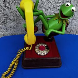 Vintage Kermit the Frog Phone 1983 Jim Henson Manual Rotary Telephone ☎️ Working Great 