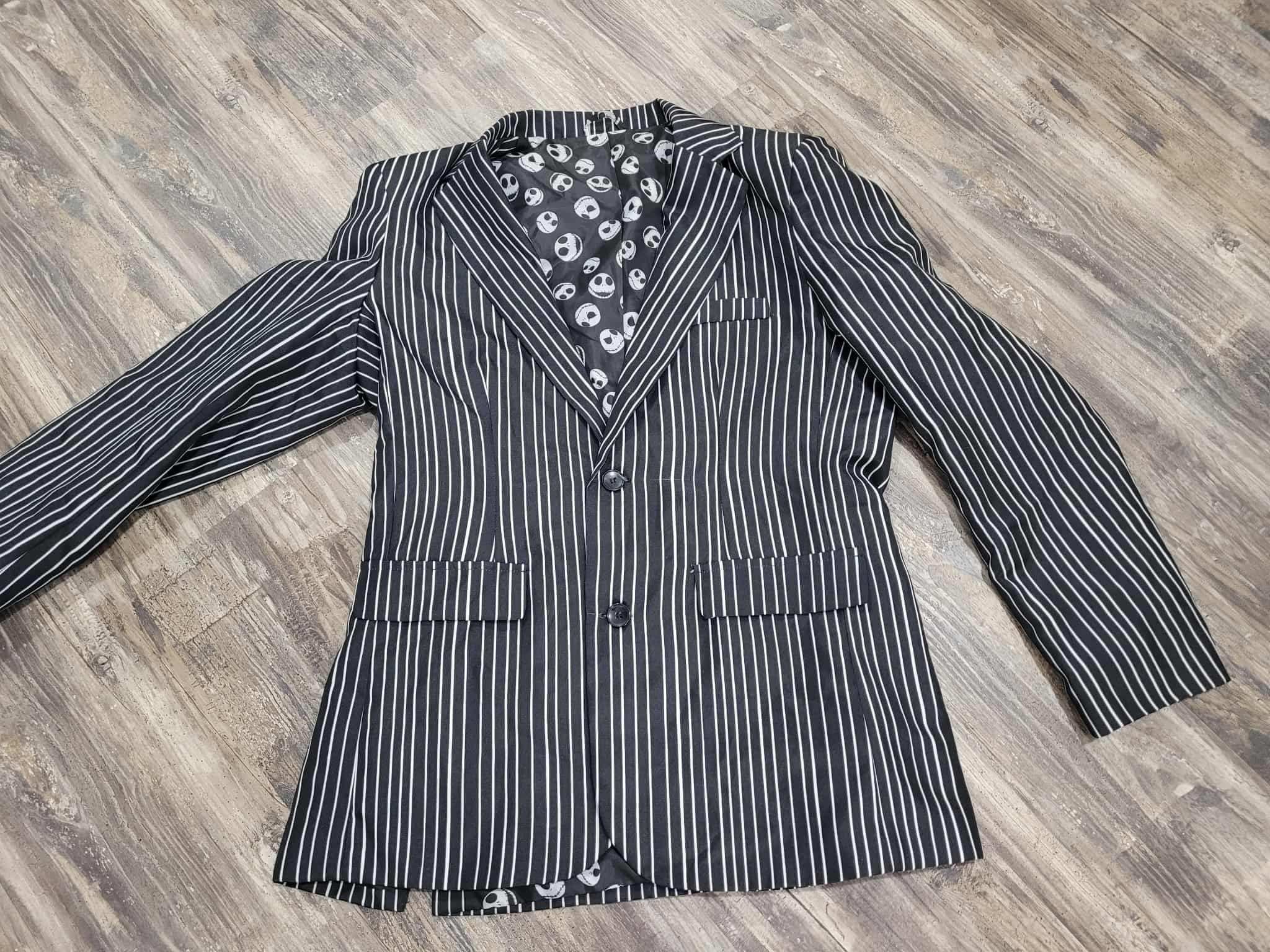 Disney Tim Burtons Nightmare Before Christmas Jack Skeleton Pinstripe Blazer Jacket Adult Size XL