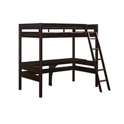 DHP Harlan Loft Bed with Desk & Ladder – Twin Size (Espresso)