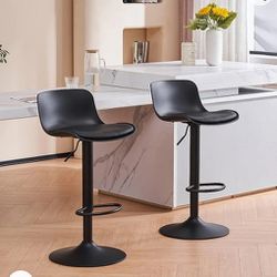 Set of 2 Modern Black Counter Height Barstool, High Padded Swivel Adjustable with Back for Bar Counter and Kitchen Island. Retails $207 on amz