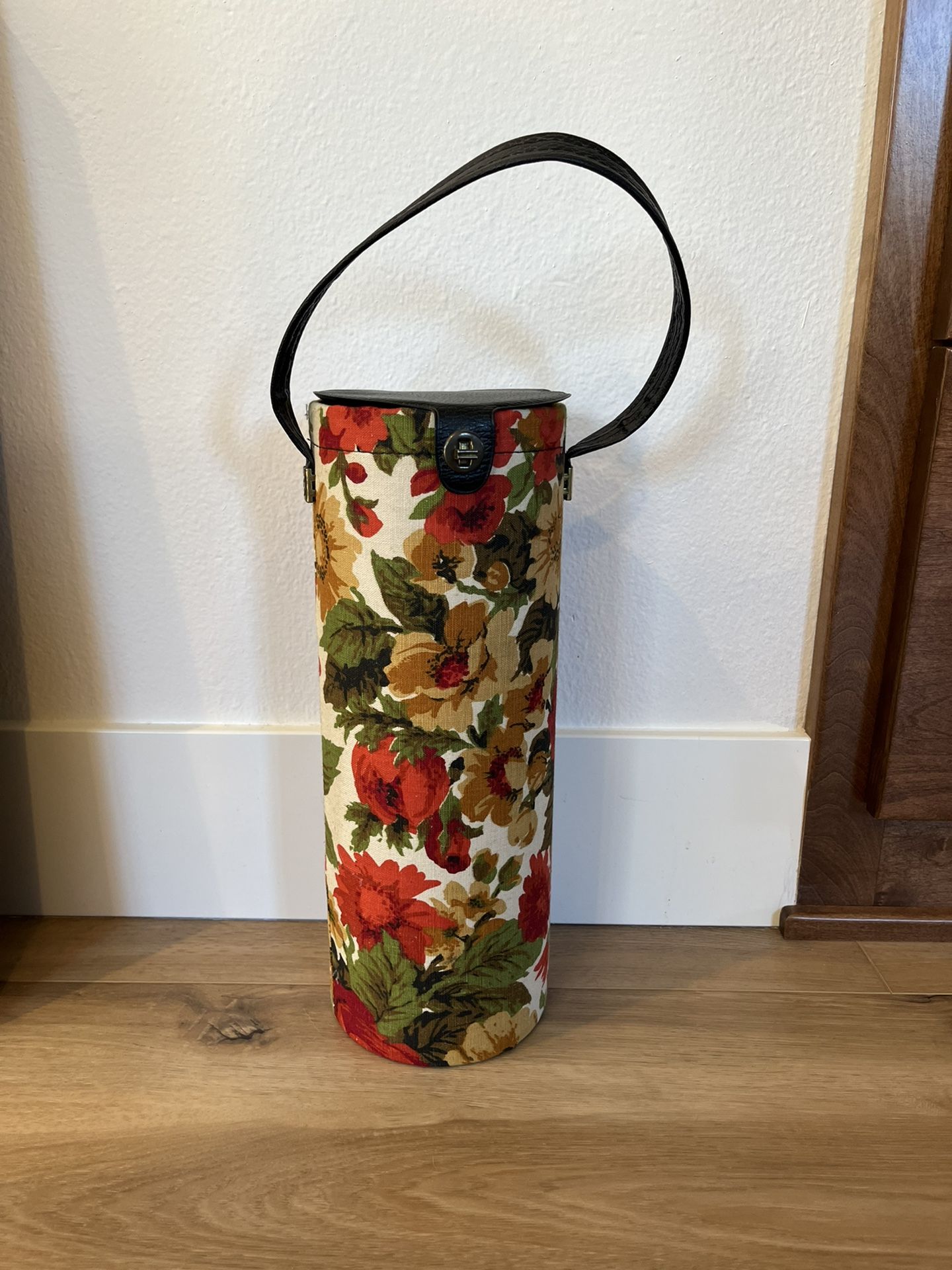 Vintage Floral Wine Bottle Carrier Holder