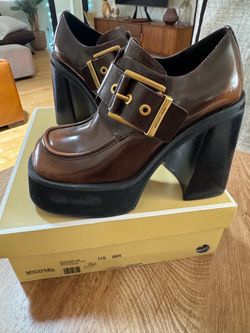 NEW Michael Kors Colby Burnished Leather Platform Loafers – Size 8