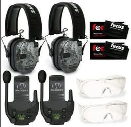 Walker’s Razor Electronic Muffs + Walkie Talkie Attachment (2-Pack Set)