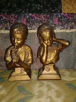 Two vintage boy and girl gold tone