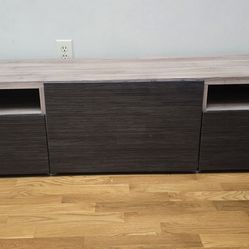 Ikea TV table with adjustment foot and wall input, customize color, up to 70" tv