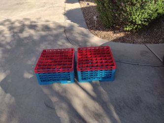 2 Of Carlisle RG49-4C410 OptiClean 49 Compartment Red Color-Coded Glass Rack with 4 Extenders

