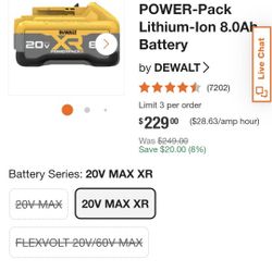 Dewalt XR 20v 8AH $65