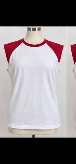 Simply for Sports men’s White and Red Raglan Sleeveless Top