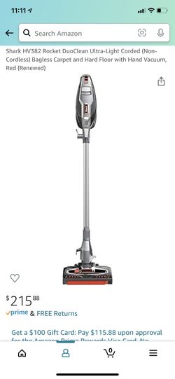 Shark HV382 Rocket DuoClean Ultra-Light Corded (Non-Cordless) Bagless Carpet and Hard Floor with Han