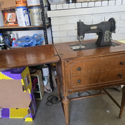 Vintage White Rotary Sewing Machine