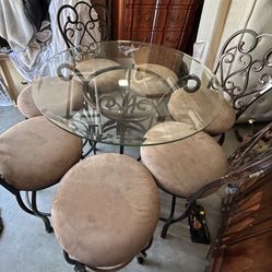 Glass Table And High Top Chairs