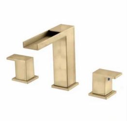 2-Handle Deck Mount Modern Widespread Bathroom Gold Faucet Set