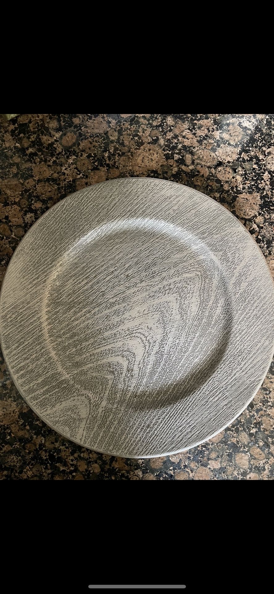 Gray Faux Wood Charger Plates