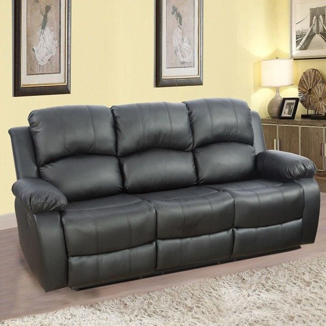 Black upcycled leather recliner sofa couches family living space furnishings for sales near me