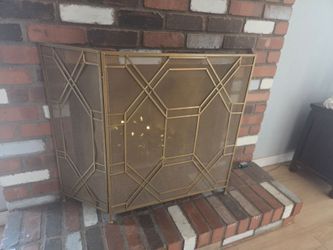 Gold modern fireplace screen