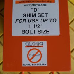 ALOMA "D" SHIM SET  For Use Up To 1-1/2" Bolt Size