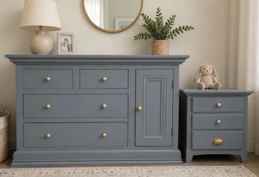 Blue Gray Dresser and Nightstand Set