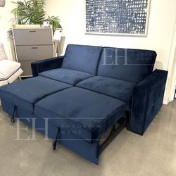 Blue Velvet Sofa Sleeper Sectional 🔥FINANCING AVAILABLE 