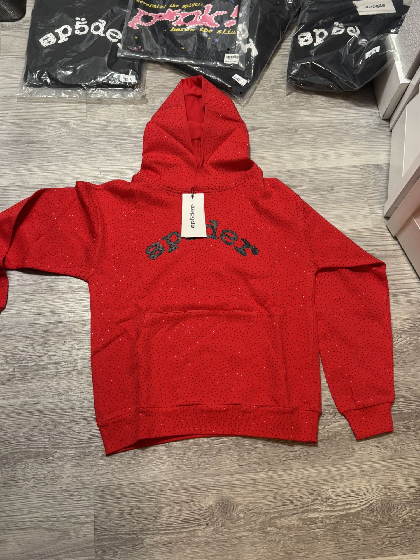 Sp5der red vvs hoodie