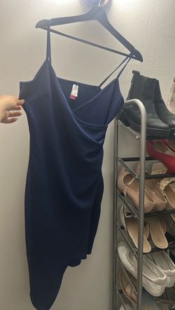 Large Navy Blue Mini Wrap Dress