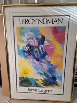 Framed Wall art Leroy Neimam  Steve Largent picture painting