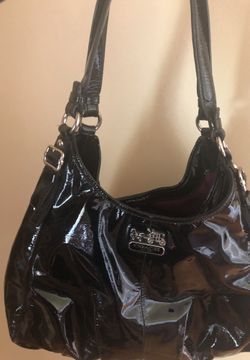 Authentic coach purse, purple fabric inside, includes wallet