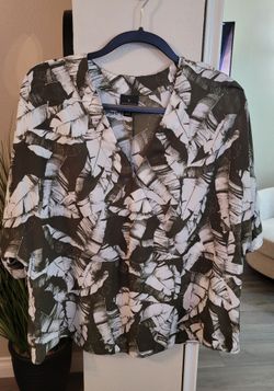 Worthington Tropical Leaf Print Blouse Size PXXL