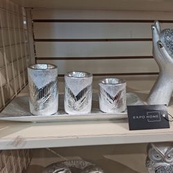 4pc Leaf Tabletop Candle Holder Set