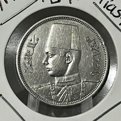Egypt 5 Piastres 1939 Silver Coin.
